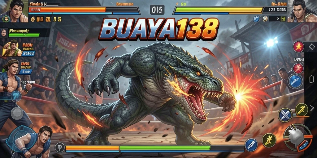 Tampilan gameplay seru di arena pertarungan BUAYA138.