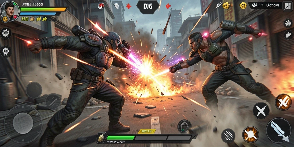 Tangkapan layar D06 menunjukkan pertarungan seru di arena Action.