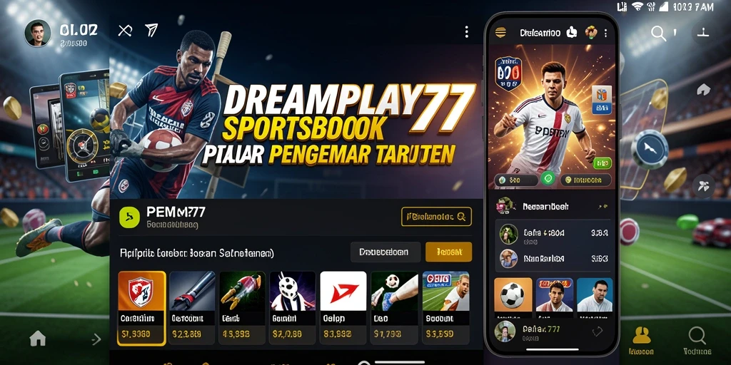 Tampilan utama aplikasi DREAMPLAY77 dengan fitur taruhan olahraga.