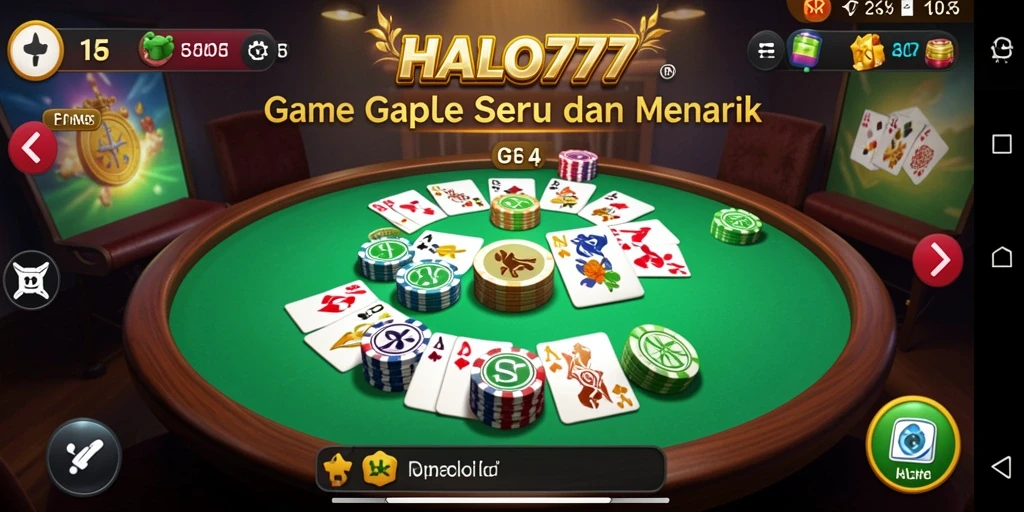 Tampilan gameplay seru HALO777 dengan karakter unik dalam permainan Gaple.