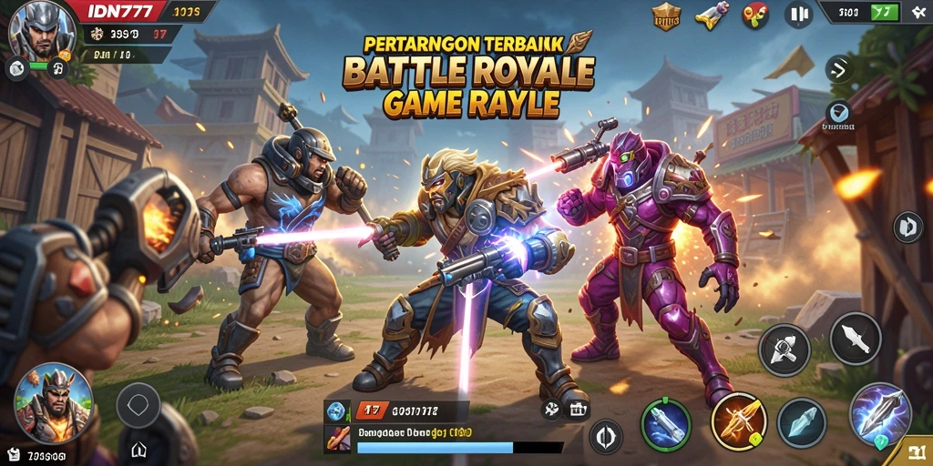 Tampilan gameplay seru IDN777 saat bertempur di arena Battle Royale.