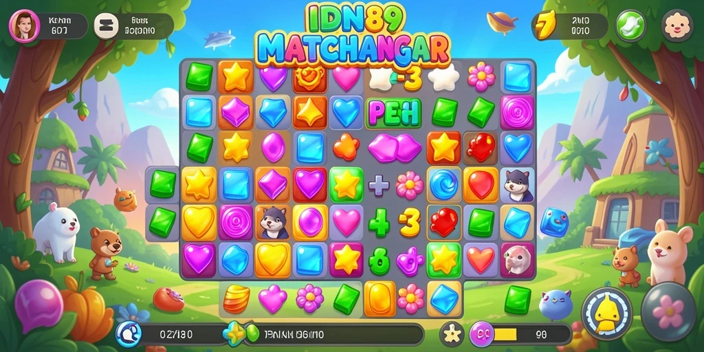 Tangkapan layar IDN89 menunjukkan gameplay seru Match-3 yang menantang.
