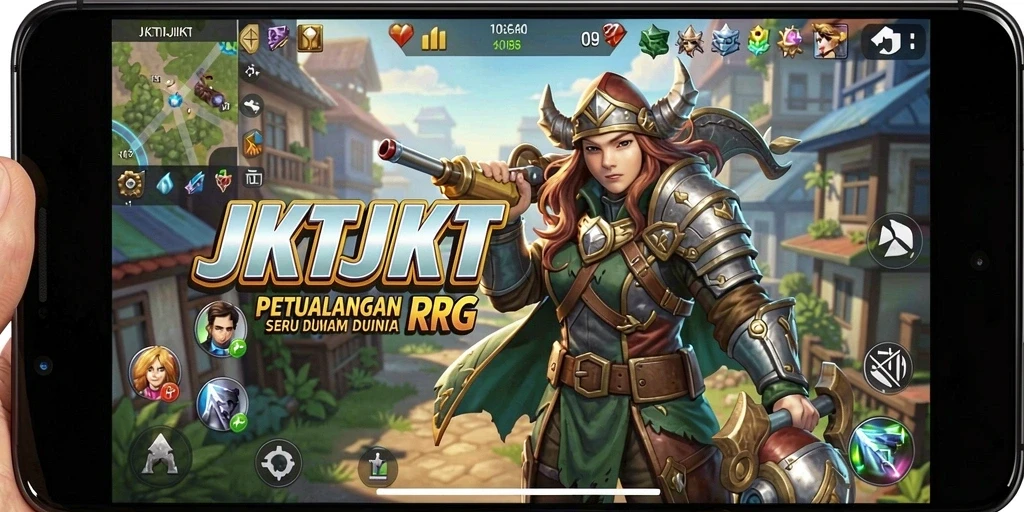 Tampilan seru gameplay RPG di JKTJKT dengan berbagai karakter dan pertempuran strategis.
