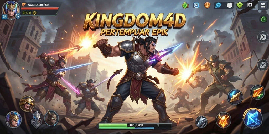 Tampilan gameplay aksi yang seru dan dinamis dari KINGDOM4D.