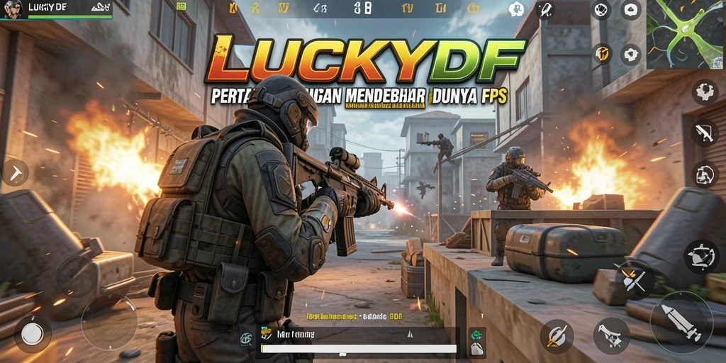 Tampilan gameplay intens di <strong>LUCKYDF</strong> dengan aksi tembak-menembak yang menegangkan.