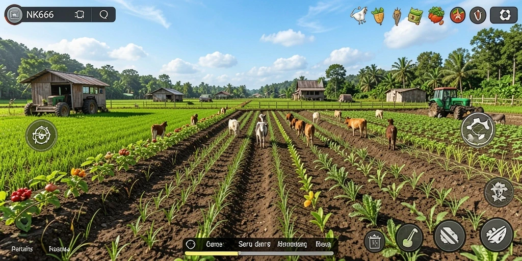Tampilan gameplay menarik yang menunjukkan aktivitas bertani.