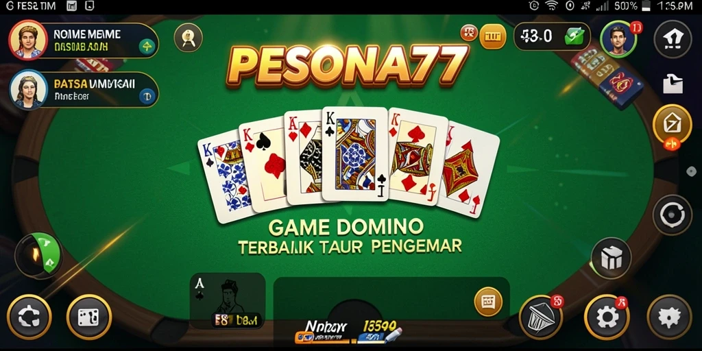 Screenshot utama PESONA77 menampilkan aktivitas seru permainan Domino.