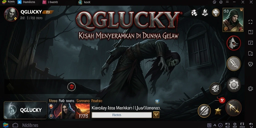 Tampilan gameplay QGLUCKY yang misterius dan menegangkan.