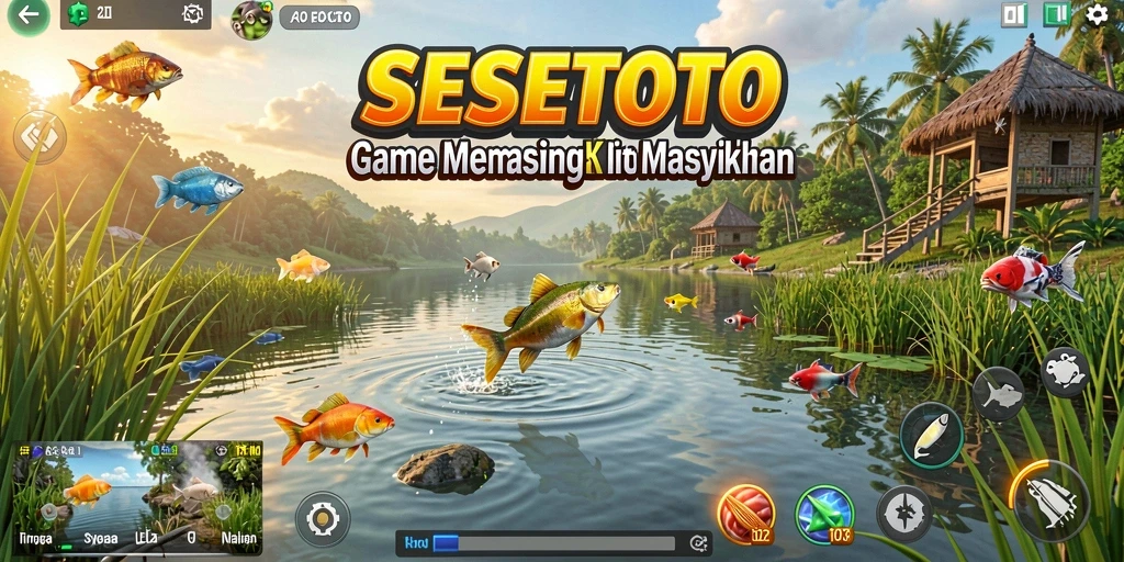 Tampilan gameplay SESETOTO yang menampilkan aksi memancing yang seru.