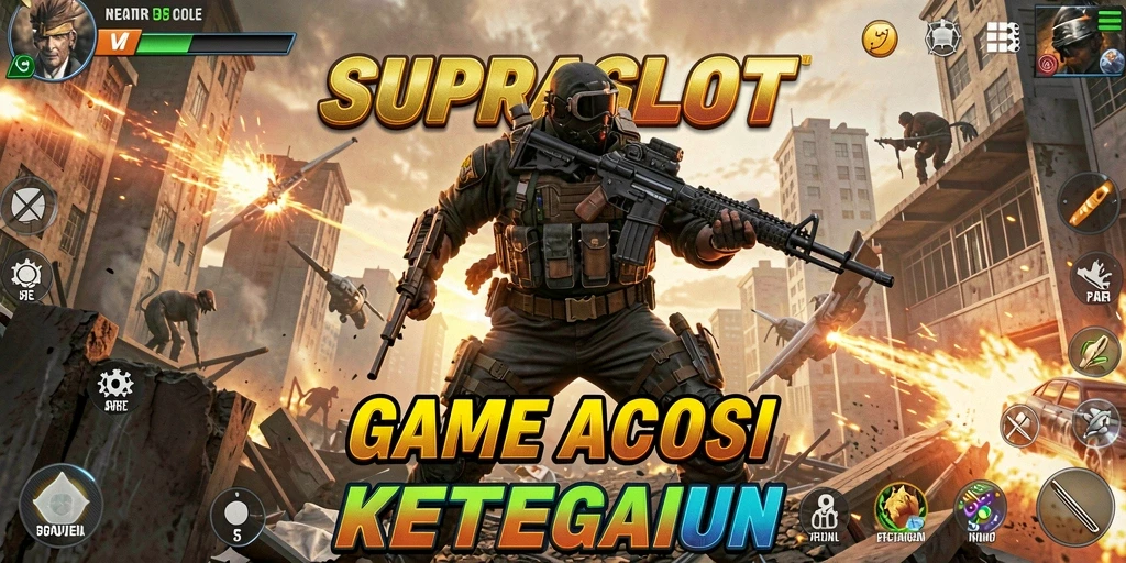 Screenshot gameplay yang menampilkan aksi mendebarkan dalam SUPRASLOT.