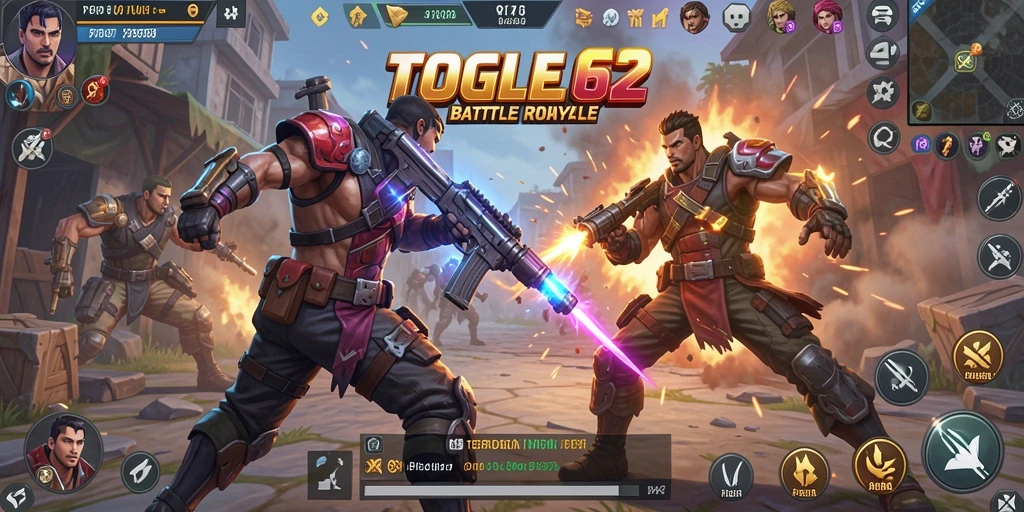 Screenshot TOGEL62 menampilkan gameplay Battle Royale yang intens.