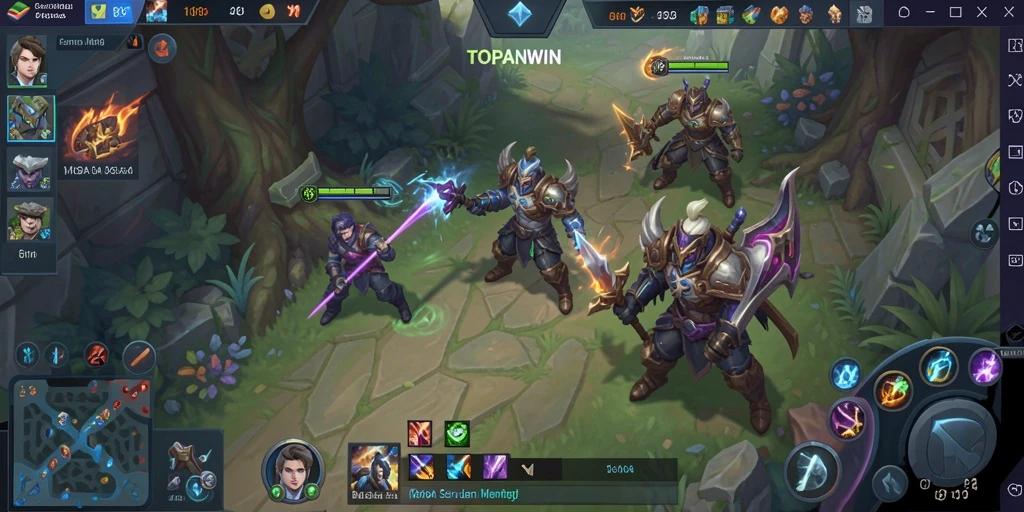 Tangkapan layar gameplay seru TOPANWIN di arena MOBA.