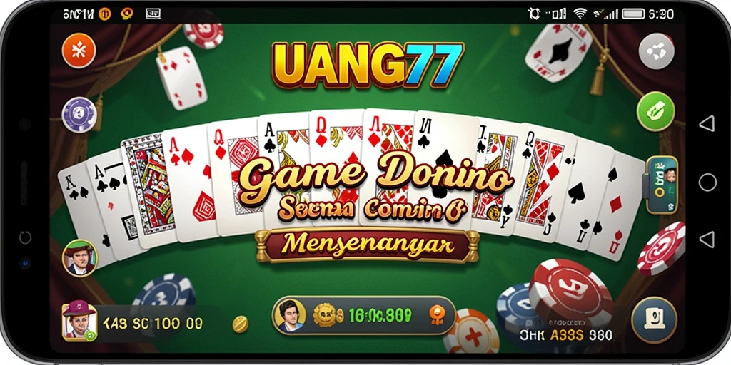 Screenshot utama UANG77 menampilkan gameplay domino yang menyenangkan.