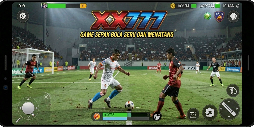 Screenshot utama XXX777 menampilkan aksi sepak bola yang seru dan menegangkan.